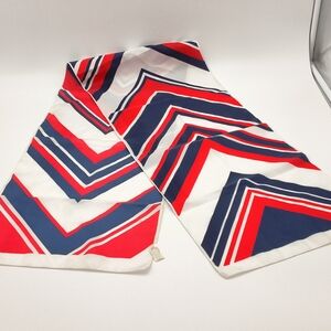 Vintage St. Michael Mod Geometric Scarf – Red, Navy & White – Made in Italy